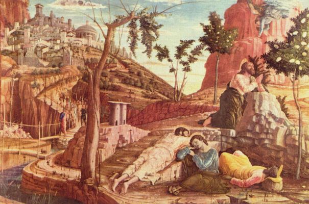 Andrea Mantegna: Altarretabel von San Zeno in Verona, Triptychon, linke Predellatafel: Christus am lberg