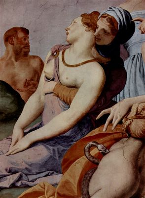Angelo Bronzino: Fresken der Kapelle der Eleonora da Toledo im Palazzo Vecchio in Florenz, Eingangswand: Anbetung des Kreuzes mit der ehernen Schlange, Detail