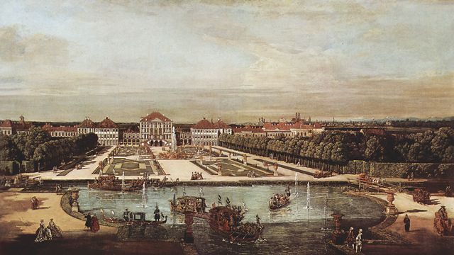 Canaletto (I): Ansicht von Mnchen, Schlo Nymphenburg, von Westen aus gesehen