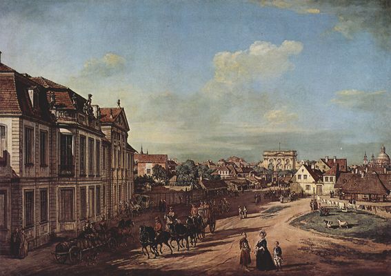 Canaletto (I): Ansicht von Warschau, Schlo Lubomorski und der Eiseren, Tor-Platz, von Westen aus gesehen