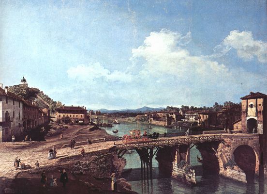 Canaletto (I): Turin, Blick von Nordosten auf die antike Brcke ber den Po