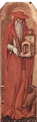 Carlo Crivelli: Altarpolyptychon des Hl. Petrus Mrtyrer, linker innerer Flgel, Szene: Hl. Hieronymus