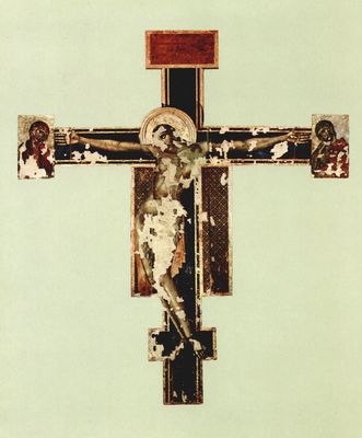 Cimabue: Kreuzigung aus Santa Croce in Florenz, Zustand nach 1966