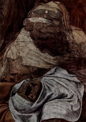 Daniele da Volterra: Fresko in der Kapelle Orsini di Trinità de Monti, Szene: Kreuzabnahme, Detail