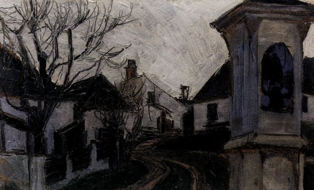 Egon Schiele: Klosterneuburg, Kahle Bäume und Häuser