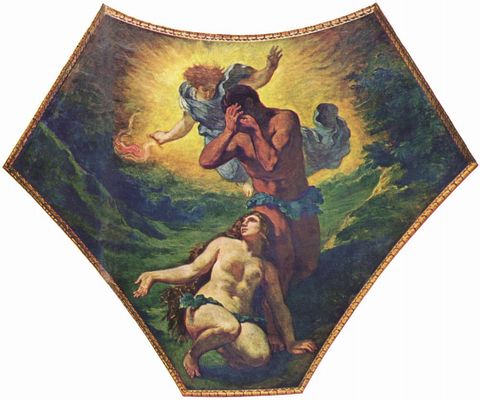 Eugne Ferdinand Victor Delacroix: Palais Bourbon, Malerei in der Kuppel der Theologie, Szene: Adam und Eva