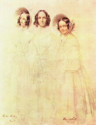 Franz Krger: Portrt der Frau Crelinger mit ihren Tchtern Bertha und Clara