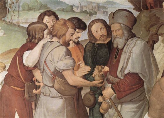 Friedrich Overbeck: Freskenzyklus des Casa Bartholdy in Rom, Szene: Der Verkauf Josephs, Detail