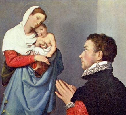 Giovanni Battista Moroni: Edelmann in Anbetung vor der Madonna (Stifterportrt)