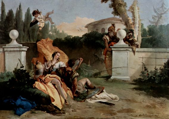 Giovanni Battista Tiepolo: Rinaldo und Armida werden von Ubaldo und Carlo berrascht