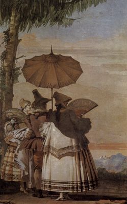 Giovanni Domenico Tiepolo: Fresken in der Villa Vallmarana, Vicenca, Szene: Spaziergang im Sommer