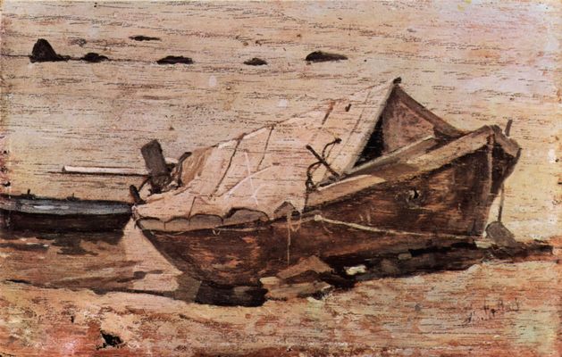 Giovanni Fattori: Strand mit kleinem Boot