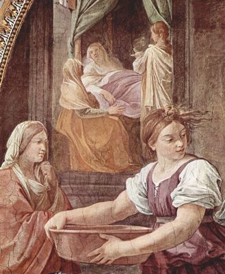 Guido Reni: Fresken im Palazzo Quirinale, Cappella dell'Annunciata, Eingangswand, Szene: Maria Geburt, Detail