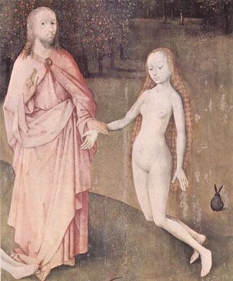 Hieronymus Bosch: Der Garten der Lste, linker Flgel: Die Schpfung, Detail