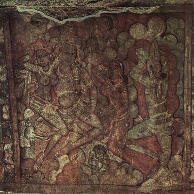 Indischer Maler um 850: Schwebende Figuren