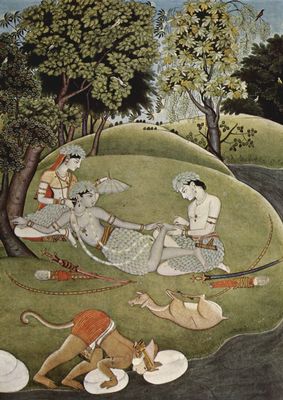 Indischer Maler von 1780: Rma und St im Wald
