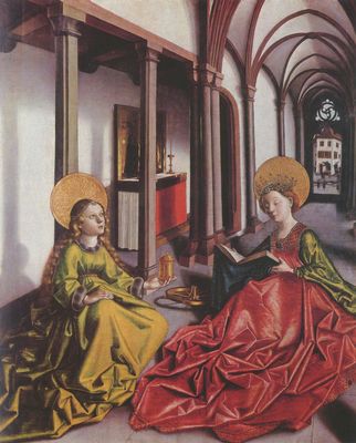 Konrad Witz: Marienaltar, Szene: Die Heiligen Katharina und Maria Magdalena