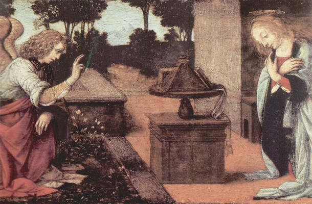 Leonardo da Vinci: Verkündigung an Maria, Detail