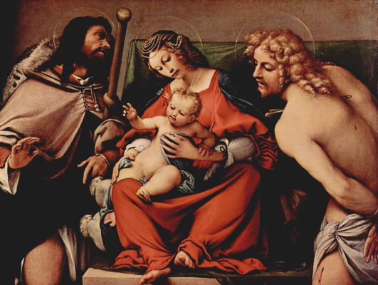 Lorenzo Lotto: Madonna mit Hl. Rochus und Hl. Sebastian