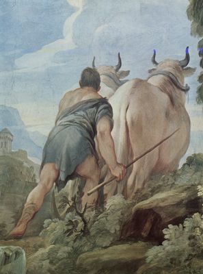 Luca Giordano: Fresken in der Galerie des Palazzo Medici-Riccardi in Florenz, Szene: Das reife Alter des Menschen, Detail