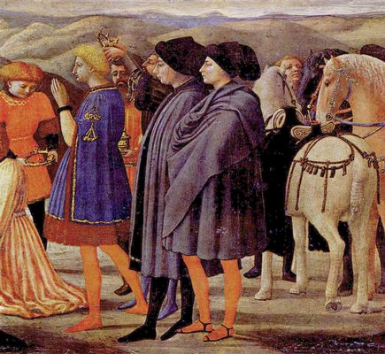 Masaccio: Polyptychon für Santa Maria del Carmine in Pisa, dritte Predellatafel: Anbetung der Könige