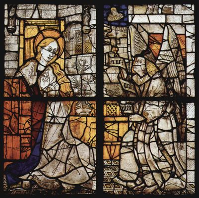 Meister von Romont: Glasfenster der Notre-Dame von Romont, Szene: Verkndigung