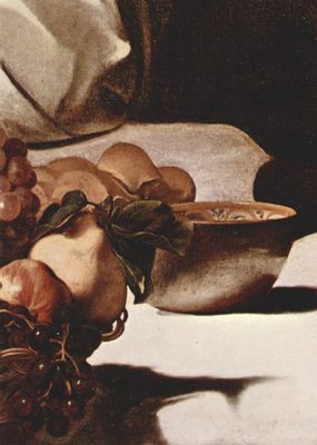 Michelangelo Caravaggio: Christus in Emmaus, Detail: Frchte