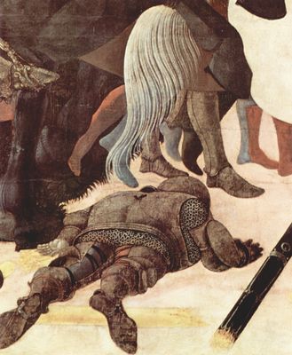 Paolo Uccello: Drei Gemlde zur Schlacht von Romano fr den Medici-Palast in Florenz, Szene: Niccol da Tolentino als Anfhrer der Florentiner, Detail