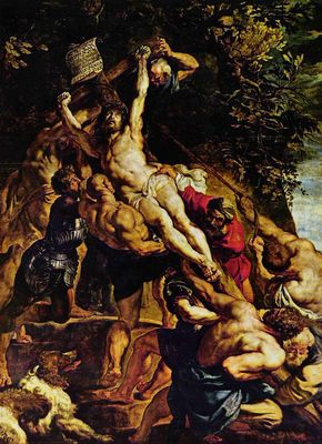 Peter Paul Rubens: Kreuzaufrichtung, Triptychon, Mitteltafel: Kreuzaufrichtung