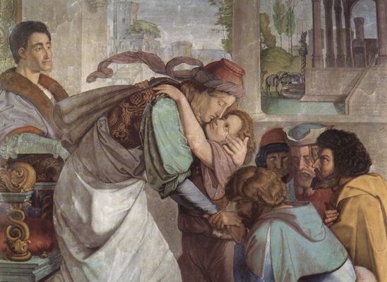 Peter von Cornelius: Freskenzyklus des Casa Bartholdy in Rom, Szene: Joseph gibt sich seinen Brdern zu erkennen, Detail