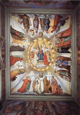 Philipp Veit: Freskenzyklus im Casino Massimo in Rom, Dante-Saal, Szene: Das Empyreum und Gestalten aus den acht Himmeln des Paradieses