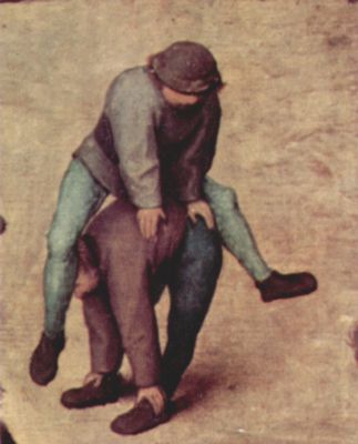 Pieter Bruegel d. .: Serie der sogenannten bilderbogenartigen Gemlde, Szene: Die Kinderspiele, Detail