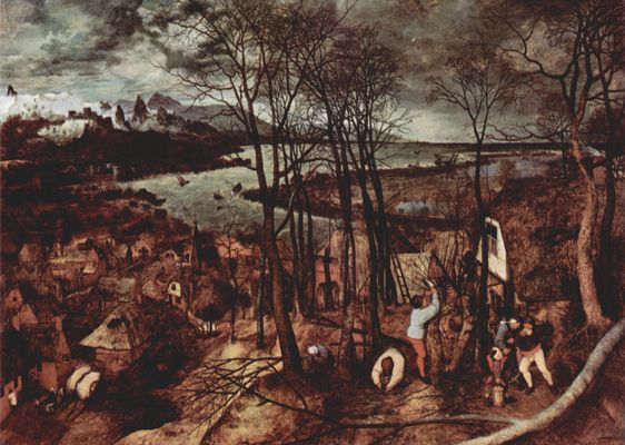 Pieter Bruegel d. Ä.: Zyklus der Monatsbilder, Szene: Der düstere Tag (Monat Februar oder März)