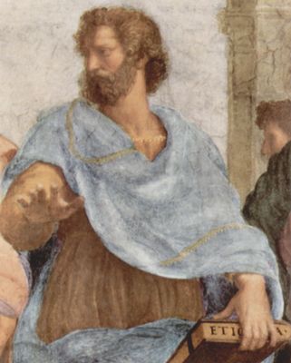 Raffael: Stanza della Segnatura im Vatikan fr Papst Julius II., Wandfresko: Die Schule von Athen, Detail: Aristoteles