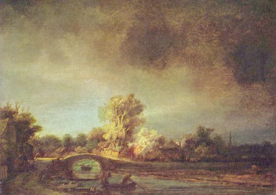 Rembrandt Harmensz. van Rijn: Landschaft mit Steinbrcke