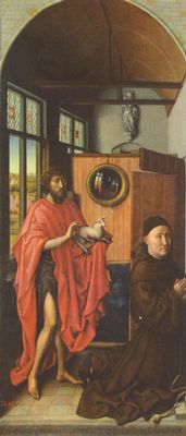 Robert Campin: Werl-Triptychons, linker Flgel: Johannes der Tufer und Stifter Heinrich von Werl