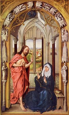 Rogier van der Weyden: Marienaltar, rechter Flgel, Szene: Christus erscheint Maria
