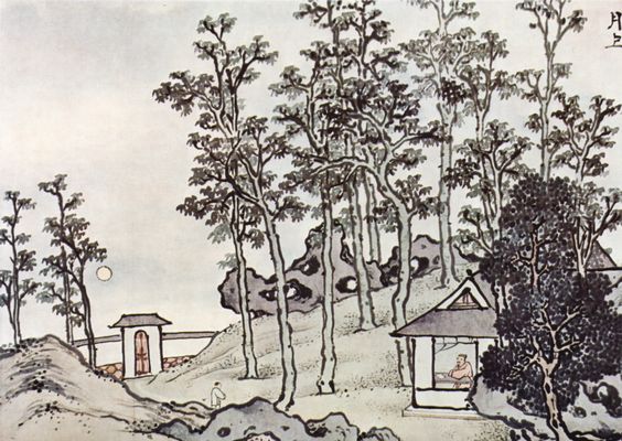 Sun K'o-hung: Handrolle Gewhlte Vergngungen fr Musestunden, Detail: Der aufgehende Mond