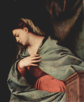 Tizian: Auferstehung Christi (Averoldi-Altarpolyptychon), rechte Tafel, Szene oben: Jungfrau der Verkndigung