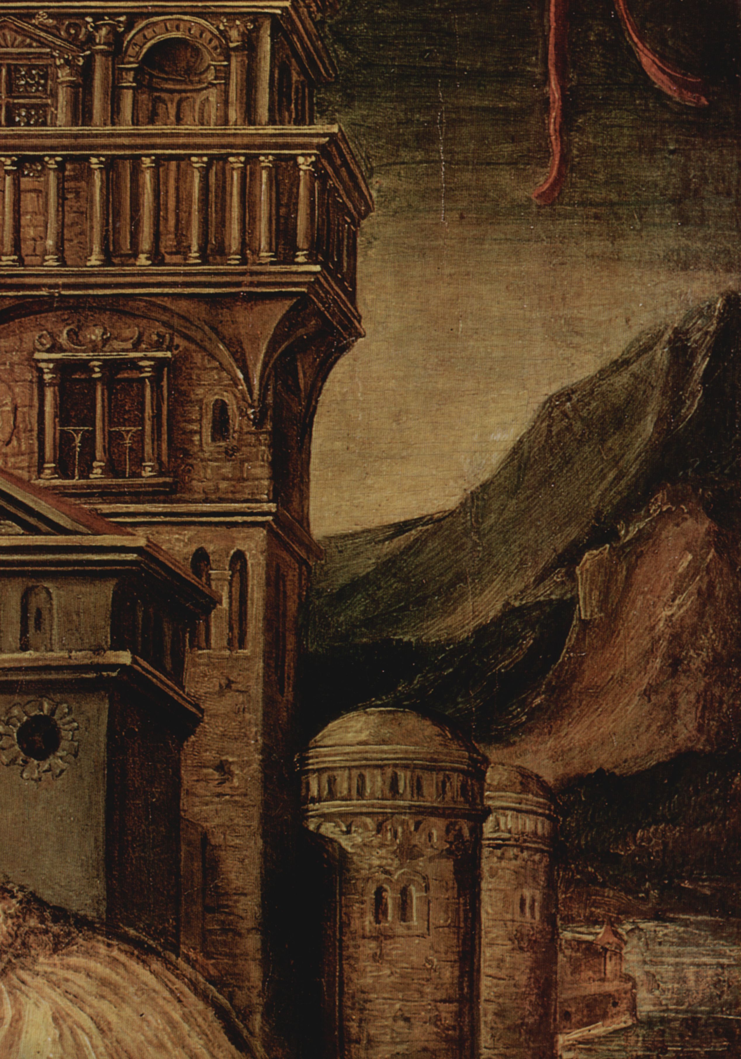 Ambrosius Holbein: Portrt eines jungen Mannes, Detail: Architektur