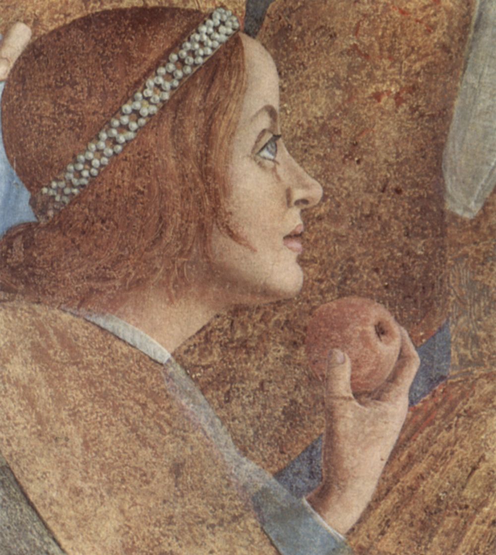 Andrea Mantegna: Freskenzyklus in der Camera degli Sposi im Palazzo Duccale in Mantua, Szene: Der Hof der Gonzaga, Detail: Paola Gonzaga, Jngstes der Kinder