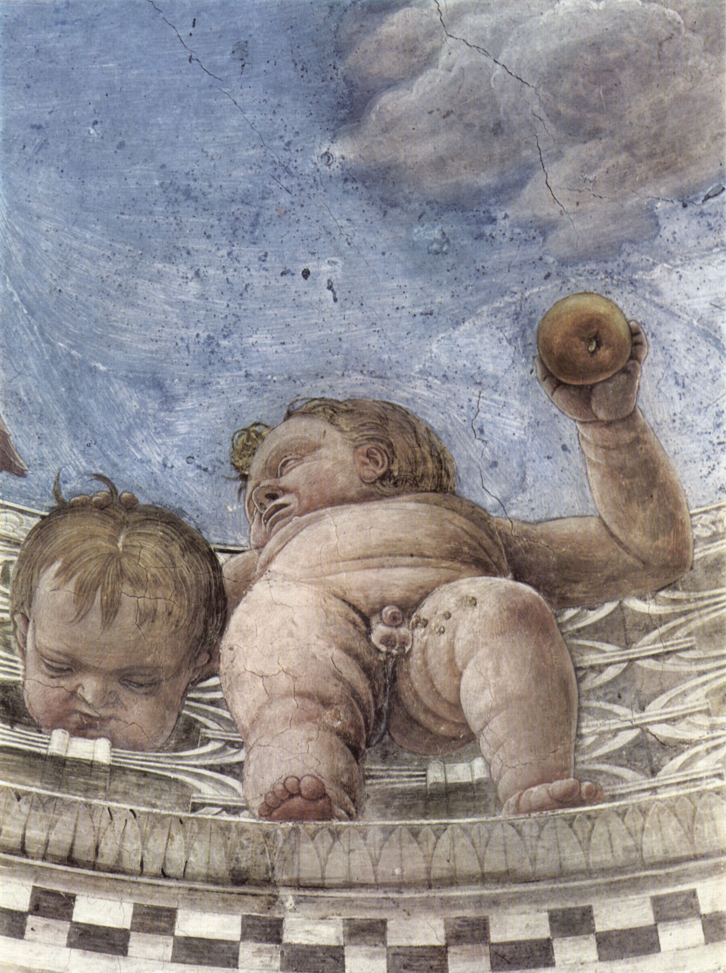 Andrea Mantegna: Freskenzyklus in der Camera degli Sposi im Palazzo Duccale in Mantua, Szene: Gewlbefresko, Detail: Putti