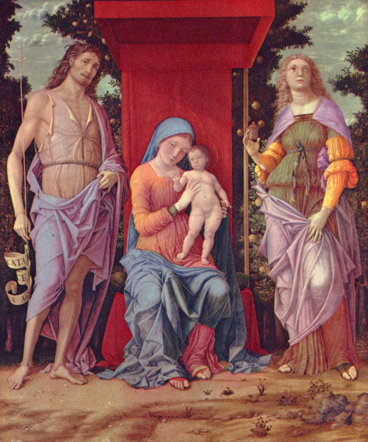 Andrea Mantegna: Madonna mit Hl. Maria Magdalena und Hl. Johannes dem Tufer