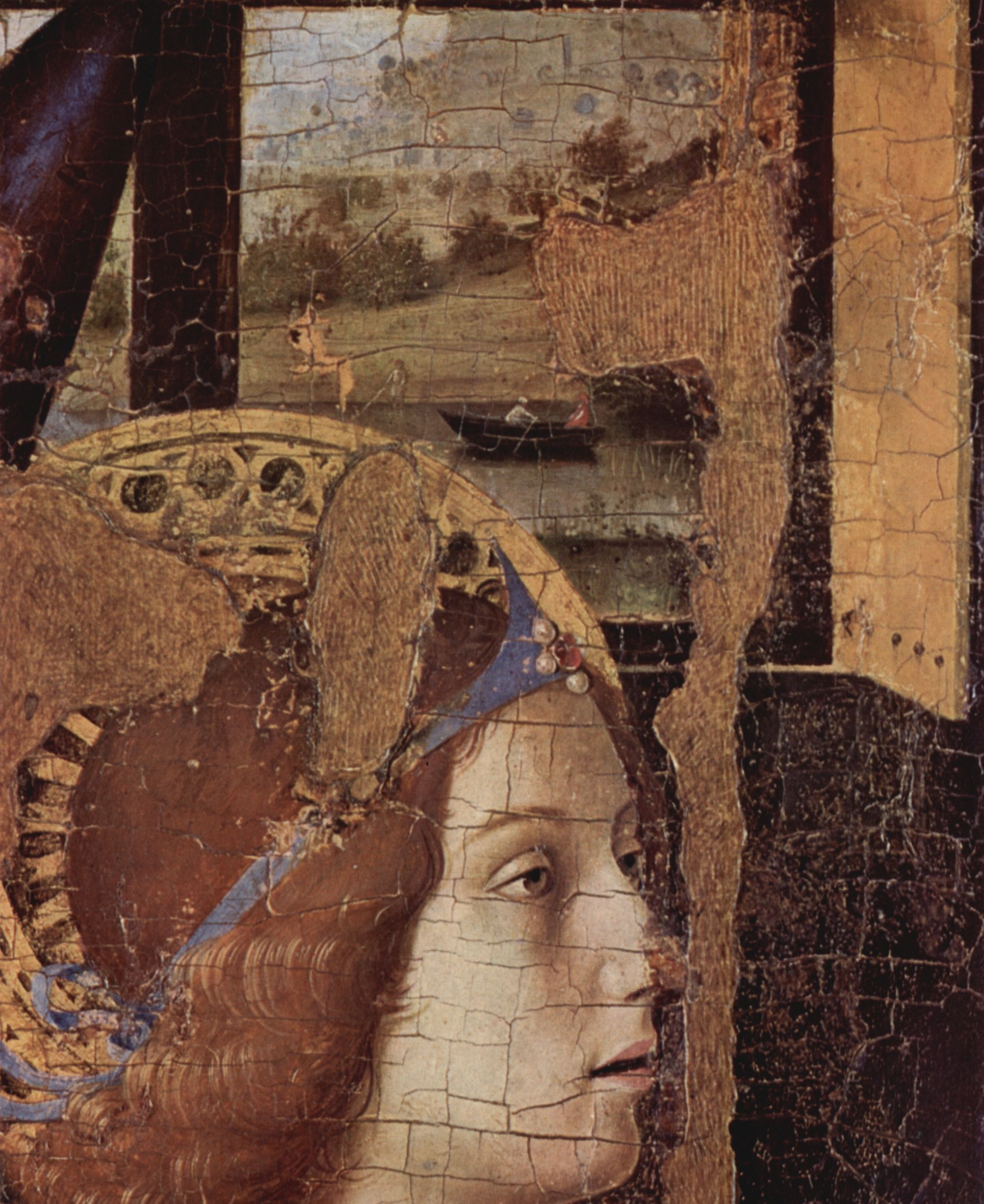 Antonello da Messina: Verkndigung, Fragment, Detail: Kopf des Verkndigungsengels
