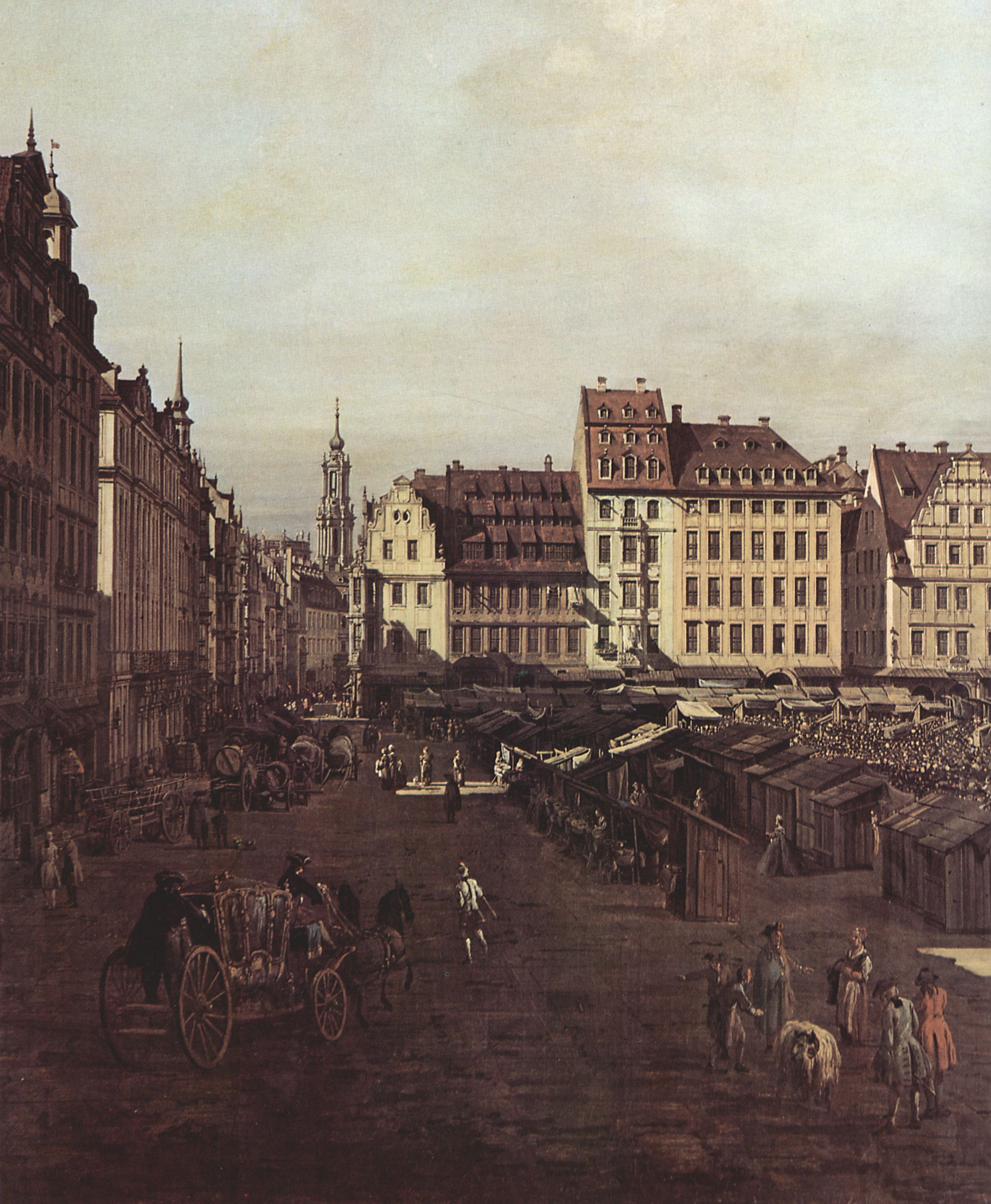 Canaletto (I): Ansicht von Dresden, Der Altmarkt von der Seegasse aus, Detail