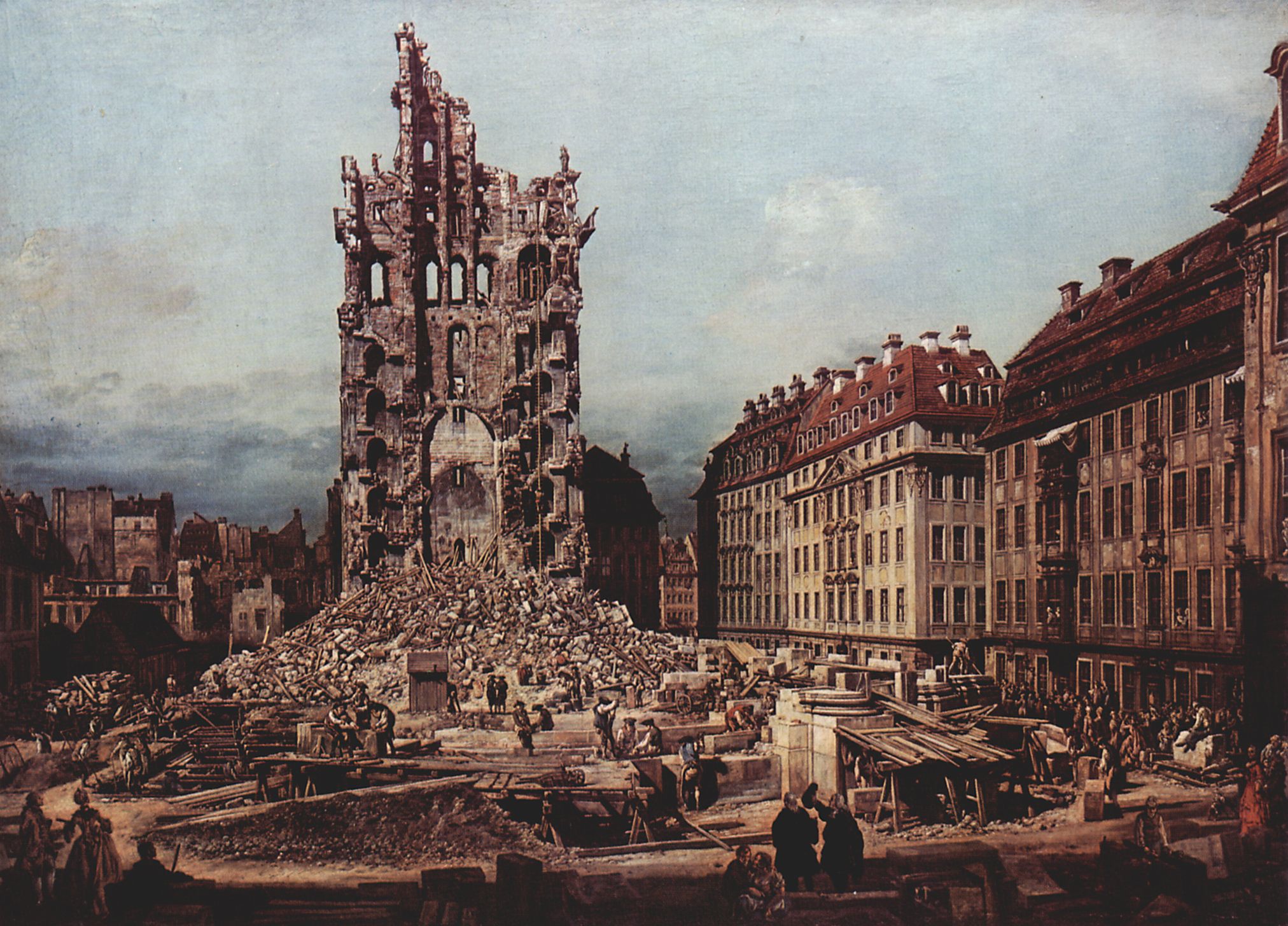 Canaletto (I): Ansicht von Dresden, Die Ruine der Kreuzkirche, von Osten aus gesehen