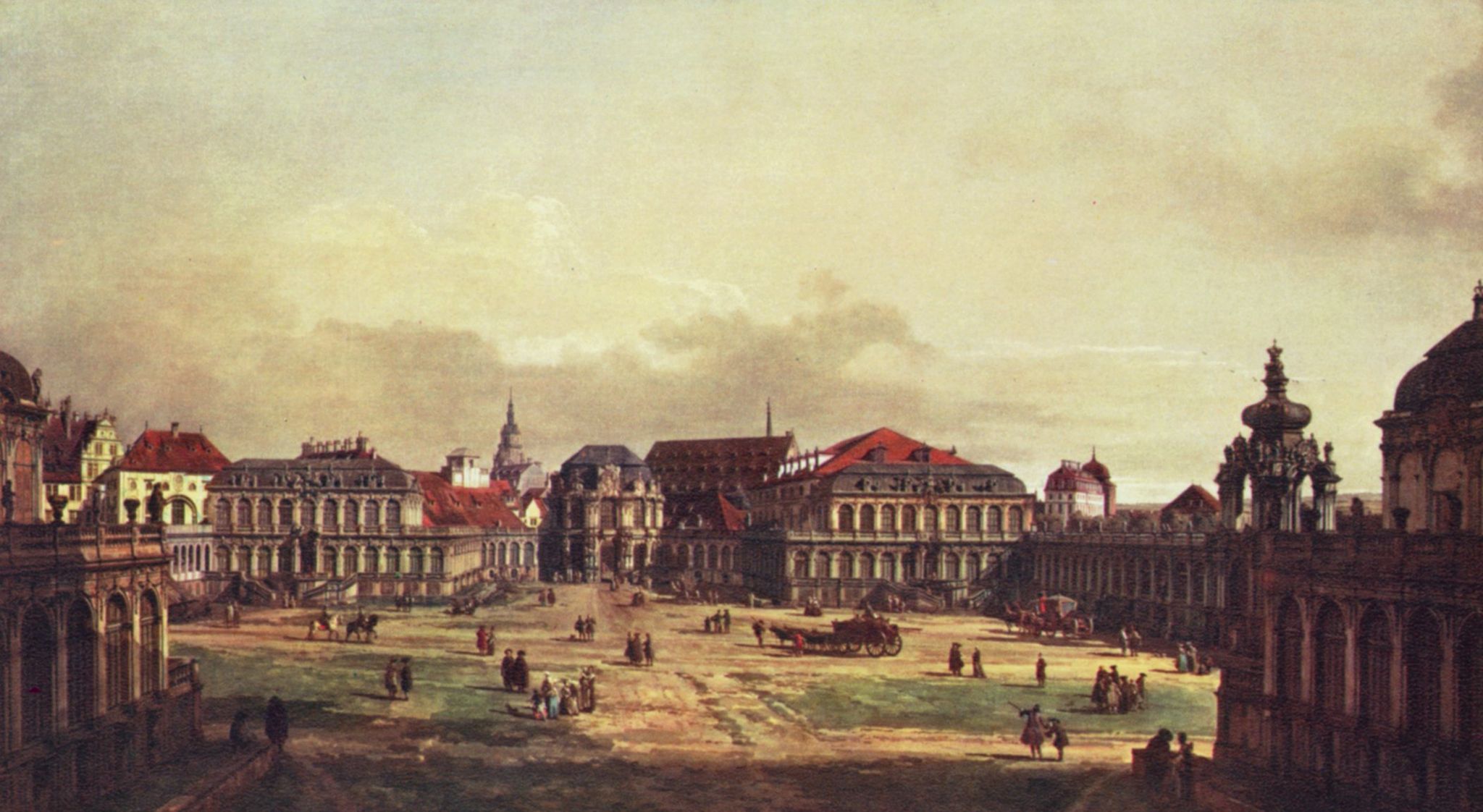 Canaletto (I): Ansicht von Dresden, Zwingerhof in Dresden, von den Festungswerken aus gesehen
