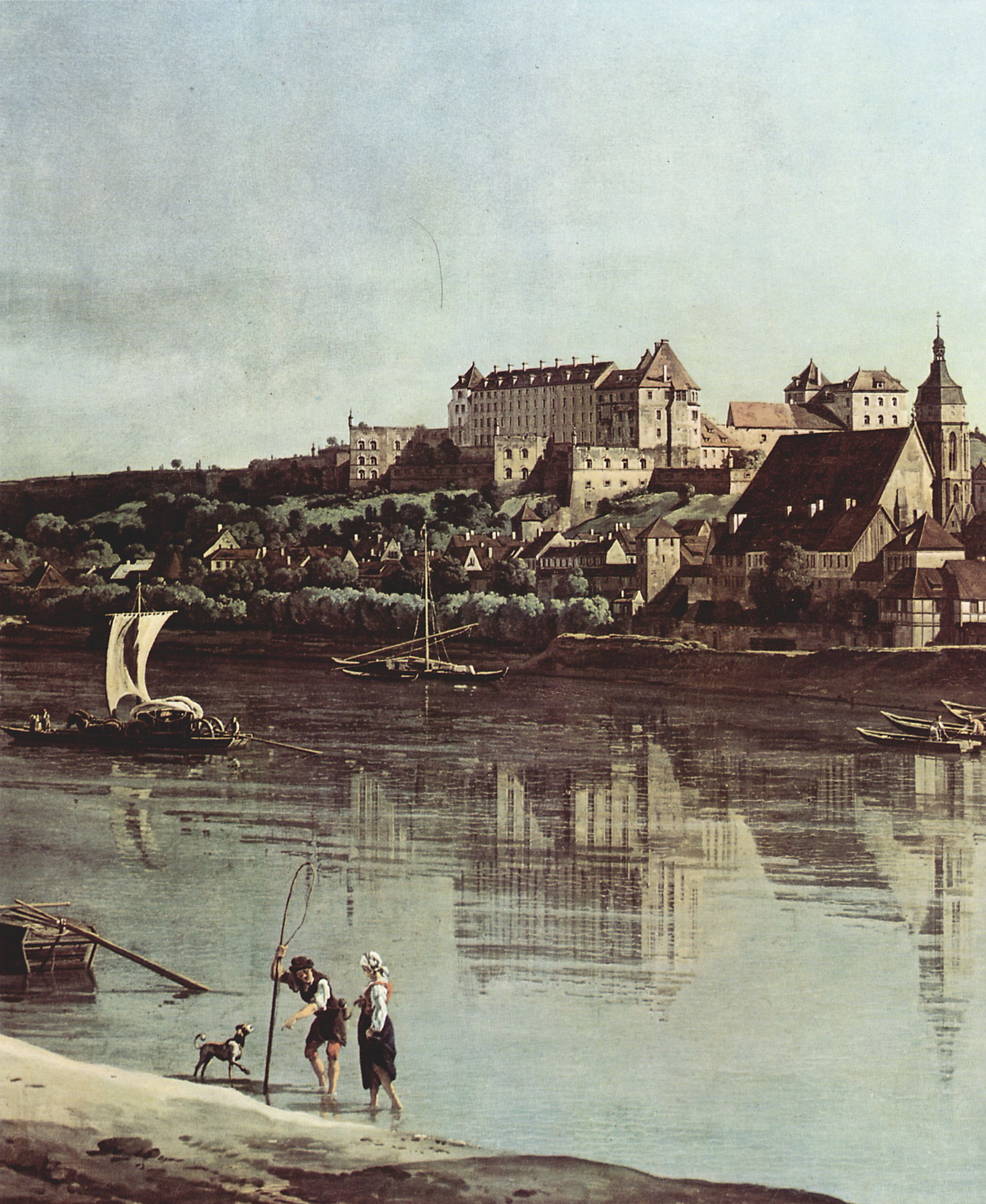 Canaletto (I): Ansicht von Pirna, Pirna von Kopitz aus, mit Festung Sonnenstein, Detail
