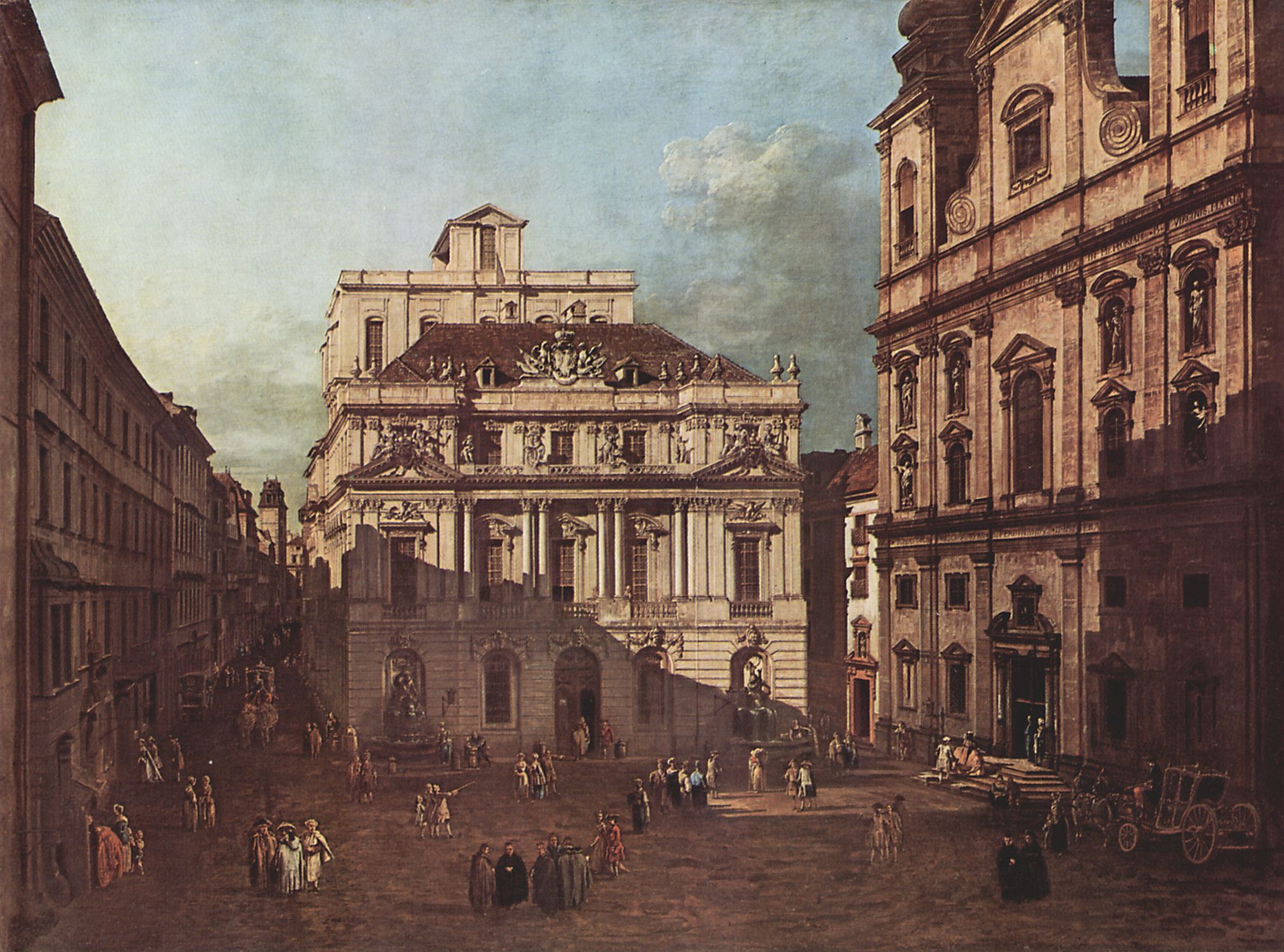 Canaletto (I): Ansicht von Wien, Platz vor der Universitt, von Sdost aus gesehen, mit der groen Aula der Universitt und Jesuitenkirche