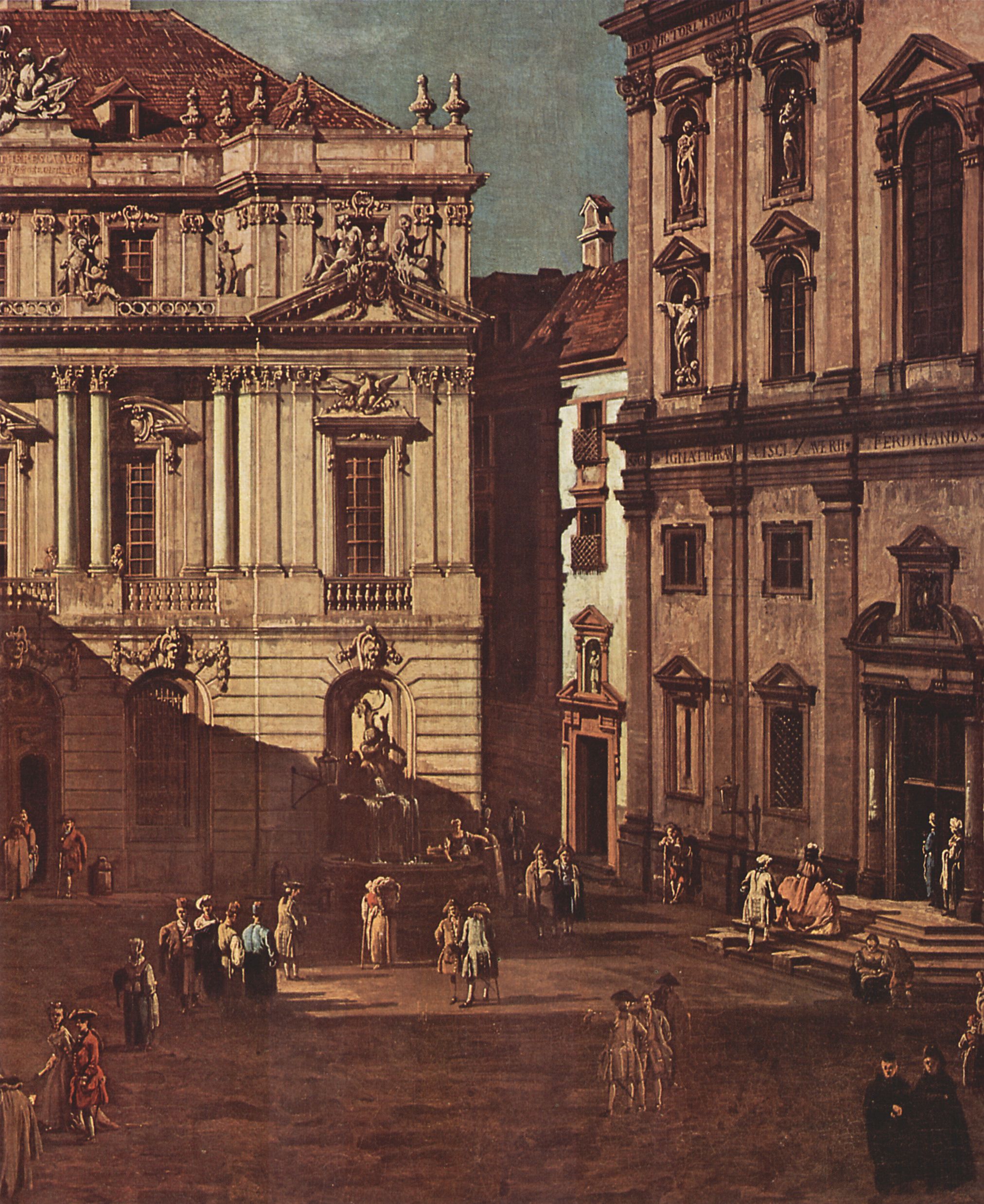 Canaletto (I): Ansicht von Wien, Platz vor der Universitt, von Sdost aus gesehen, mit der groen Aula der Universitt und Jesuitenkirche, Detail